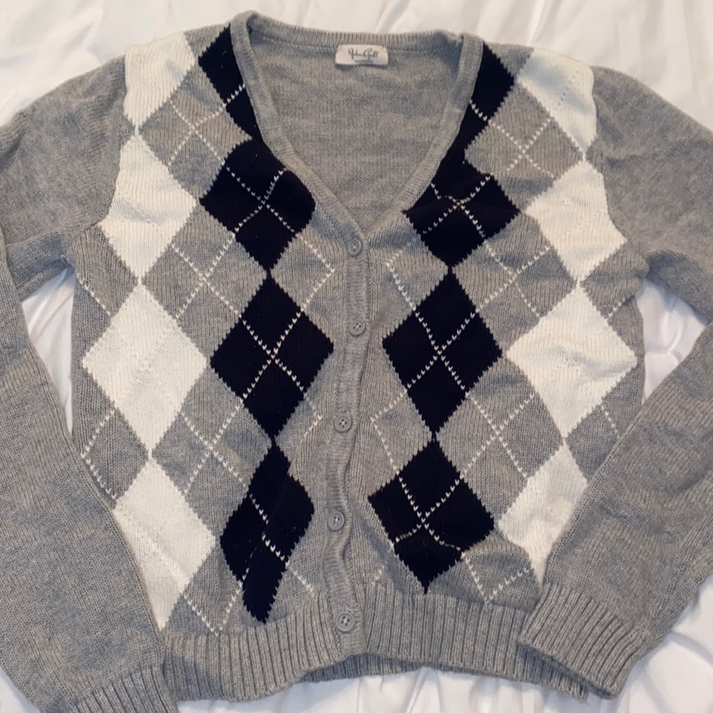Black, grey, and white sweater, size small, John Galt brand